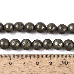 天然石パイライトビーズ連売り  ラウンド  8mm  穴：1mm  約46~47個/連  14.76~1.16インチ（37.5~38.5cm）&nbsp;X-G-S249-01-8mm