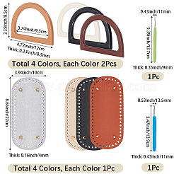 4Pcs 4 Colors PU Leather Oval Bottom&nbsp;FIND-CL0001-79B