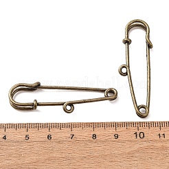 304 ステンレススチール安全ピンブローチ金具  ループ付きキルトピン  アンティークブロンズ  50~50.5x17~17.5x5~5.5mm  穴：2mm&nbsp;SA-CBA4160-04A-AB