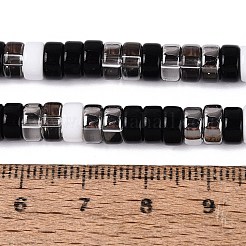 不透明および透明なガラスビーズの連  コラム  ブラック  6~6.5x3mm  穴：0.7~ 0.9mm  約115~117個/連  14.57~15.16インチ（37~38.5cm）&nbsp;GLAA-Q113-04A