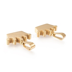 イオンプレーティング（IP）304ステンレスペンダント  手動研磨  クラウン  ゴールドカラー  13.5x17.5x3.5mm  穴：3x7mm&nbsp;STAS-F253-03G