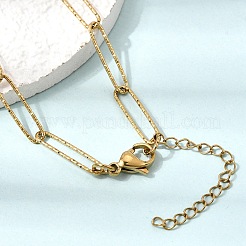 5MM 304 Stainless Steel Textured Paperclip Chain Necklaces for Women Men&nbsp;SA-CBA37BC-20G