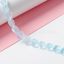 透明なガラスビーズ連  ハート  ライトスカイブルー  9.5~10x10x3.5~4.5mm  穴：0.8~1mm  約35個/連  13.15~13.31インチ（33.4~33.8cm）&nbsp;GLAA-F112-03E