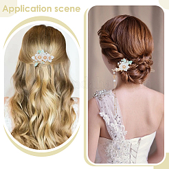 合金と樹脂のヘアスティック1セット  花  ゴールドカラー  69~195x63~150x12~16mm  5個/セット&nbsp;OHAR-WR0001-06