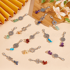 56Pcs 7 Styles Chakra Natural & Synthetic Gemstone Pendant Decorations&nbsp;HJEW-GO00080