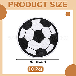 ポリエステル製コンピューター刺繍アイロン縫い付けパッチ10枚  アップリケ  サッカー  ブラック  62x1.5mm&nbsp;PATC-WR0001-34