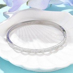 女性用304ステンレススチールラインストーンバングル  エナメル  ステンレス鋼色  内径：2x2-3/8インチ（5.05x6.05cm）&nbsp;BJEW-Z092-12P