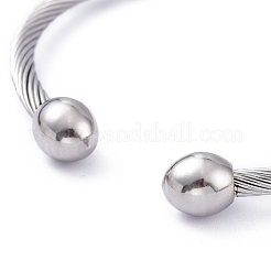 304ステンレススチール製カフバングル  トルク腕輪  ツイスト  ミックスカラー  2-1/4インチ（5.7cm）&nbsp;BJEW-M284-12