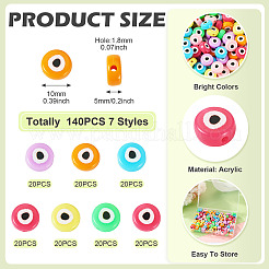140Pcs 7 Colors Opaque Printed Acrylic Beads&nbsp;OACR-TA0003-31