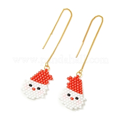 Christmas 304 Stainless Steel with Glass Cylinder Seed Beads Ear Thread&nbsp;EJEW-MZ00817