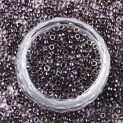 ガラスシードビーズ  機械刺繍に適合  透明インサイドカラー  ラウンド  ココナッツブラウン  2.5x1.5mm  穴：1mm  約2222個/50g&nbsp;X-SEED-S042-07A-01