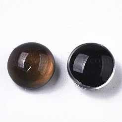 半透明のガラスカボション  変化する色の雰囲気のカボション  半円/ドーム  ブラック  8x5mm&nbsp;X-GLAA-T023-03A