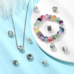 100個 10スタイル 亜鉛合金 ヨーロピアンビーズ  大穴ビーズ  混合図形  アンティークシルバー  8~11x8~11x4~8mm  穴：4.5~6mm  10個/スタイル&nbsp;FIND-CJ0002-07
