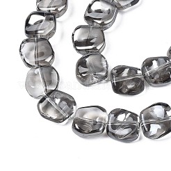 メッキガラスビーズ連売り  パール光沢メッキ  ポリゴン  ブラック  10.5x11~12x5~6mm  穴：1mm  約60~61個/連  24.41インチ〜25.20インチ（62~64cm）&nbsp;EGLA-S188-21-A01