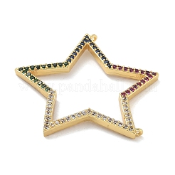 Rack Plating Brass Micro Pave Cubic Zirconia Connector Charms&nbsp;KK-G515-42G-02