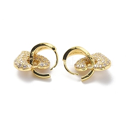 クリアキュービックジルコニアハートダングルフープピアス  女性のための真鍮のアクセサリー  18KGP本金メッキ  22mm  ピン：0.7mm&nbsp;EJEW-G333-01G-1