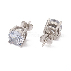 6 Pairs Cubic Zirconia Flat Round Stud Earrings&nbsp;EJEW-G291-05D-M