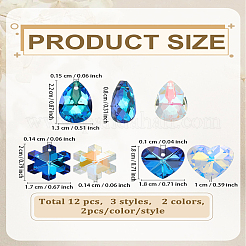 12Pcs 6 Styles Glass Pendants&nbsp;GLAA-LP0001-29