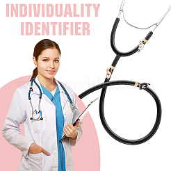 6Pcs 6 Colors Alloy Enamel Stethoscope Pendant Decorations&nbsp;HJEW-SP0001-37