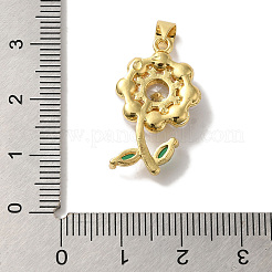 Flower Rack Plating Brass Clear Glass Pendants&nbsp;KK-U027-30G