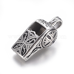304ステンレスペンダント  笛  アンティークシルバー  41x19x17mm  穴：7x6mm&nbsp;STAS-G195-14AS