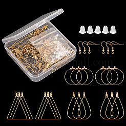 DIYイヤリングキット  304ステンレススチールフープピアス金具を含む  プラスチック製ピアスキャッチ  304ステンレススチールイヤリングフック  ゴールドカラー  48.5x23x0.6mm  穴：1.2mm&nbsp;DIY-CJ0001-71