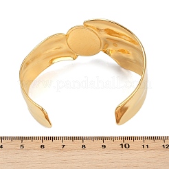女性用304ステンレススチールカフバングル  オーバル  タイガーアイと  18KGP本金メッキ  1.46インチ（3.7cm）  内径：1.97インチ（5cm）&nbsp;BJEW-V009-01G