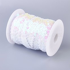 プラスチックpaillette弾性ビーズ  スパンコールビーズ  装飾アクセサリー  3列パレットロール  フラットラウンド  カラフル  25x1.5mm  10 m /ロール&nbsp;X-PVC-WH0003-A01