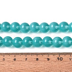 透明なガラス製の模造キャッツアイビーズの連  ラウンド  ダークターコイズ  9.5~10mm  穴：1~1.4mm  約85~89個/連  29.72~31.5インチ（75.5~80cm）&nbsp;GLAA-Q110-01C-07