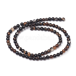 天然石黒瑪瑙ビーズ連売り  染め＆加熱  グレードB  ラウンド  4mm  穴：1.2mm  約96個/連  14.76インチ（37.5cm）&nbsp;G-L555-04-4mm