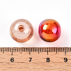 不透明UVメッキアクリルビーズ  虹色の  ラウンドレインボーメッキ  二層ビーズ  ミックスカラー  14mm  穴：2.8mm&nbsp;OACR-I015-26