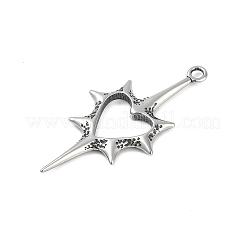 316サージカルステンレスペンダント  トーンハートチャーム  アンティークシルバー  43x21x2.5mm  穴：2.2mm&nbsp;LS-STAS-G349-37AS
