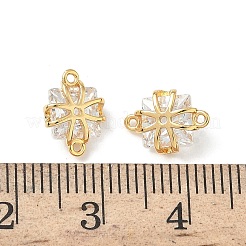Brass Pave Clear Cubic Zirconia Connector Charms&nbsp;KK-Z136-37G