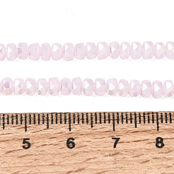 電気メッキガラスビーズセット  パール光沢メッキ  多面カット  ロンデル  パールピンク  2.4~3.2x4mm  穴：1mm  約147~152個/連  39~45cm&nbsp;GLAA-Q105-03-05