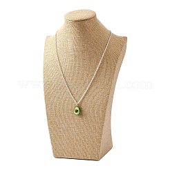 木製模造黄麻布のネックレスディスプレイで覆われて  小麦  30x19x11.1cm&nbsp;NDIS-K001-B16