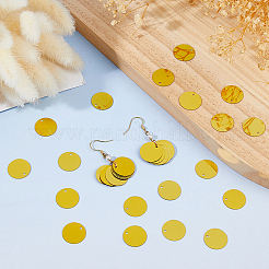 PVCプラスチックペンダント1300個  フラットラウンド  ゴールド  15.5x0.3mm  穴：1.4mm&nbsp;PVC-DC0001-06A