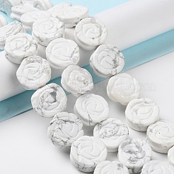 天然石ハウライトビーズ連売り  刻まれたバラ  15.5~16x4.5~5.5mm  穴：1mm  約25個/連  15.55''（39.5センチメートル）&nbsp;G-B065-B15
