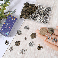 100Pcs 10 Styles Tibetan Style Alloy Connector Charms&nbsp;FIND-SC0007-87