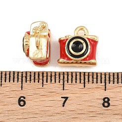 合金エナメルチャーム  3Dカメラチャーム  ゴールドカラー  レッド  10x10x6.5mm  穴：1.6mm&nbsp;AL-CBA072F-01G-03