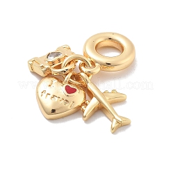 Brass Red Enamel European Dangle Charms&nbsp;KK-M305-19G-02