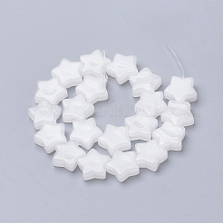 天然石ホワイトジェイドビーズ連売り  スター  12x12.5x4~5mm  穴：1mm  約20個/連  8.66インチ&nbsp;X-G-Q974-08