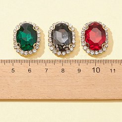 オーバル ラインストーンで縫う  透明なガラスのラインストーン  マルチ連リンク  真鍮製爪付き台座付き  多面カット  ミックスカラー  22x17x7mm  穴：0.9mm  10個/セット&nbsp;RGLA-FS0001-06