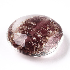 明るい手作りの金の砂のランプワークビーズ  暗闇で光る  フラットラウンド  ミックスカラー  25~26.5x27.5~28.5x12~13mm  穴：1.2~2.5mm&nbsp;FOIL-T006-02
