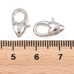 真鍮カニカン  ハート  プラチナメッキ  14.5x8.5x4.5mm  穴：2.5x1.5mm&nbsp;KK-H287-08C-P