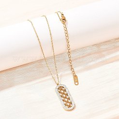 ポリマークレイクリスタルラインストーンオーバルペンダント304ステンレススチールアズキチェーンネックレスレディース  イオンプレーティング（ip）  18KGP本金メッキ  18.31インチ（46.5cm）&nbsp;NJEW-A064-06G