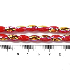 ABカラーメッキ電気メッキビーズ連売り  多面カット  オーバル  ファイヤーブリック  10x6mm  穴：1.2mm  約60個/連  24.02''（61センチメートル）&nbsp;EGLA-H104-03A
