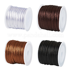 4 Rolls 4 Colors Nylon Satin Rattail Cords&nbsp;NWIR-TA0001-42