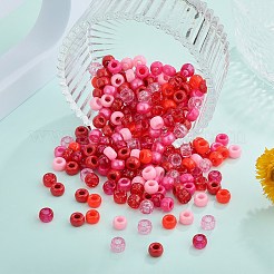 1600個 8種類の不透明＆透明プラスチックビーズ  グリッターパウダー付き  バレル  ミックスカラー  9x6mm  穴：3.8mm  約200個/スタイル&nbsp;KY-SZ0001-52