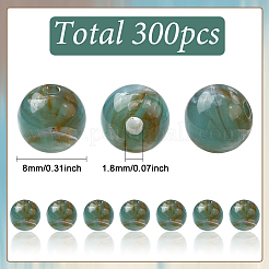 樹脂天然石風ビーズ300個  ラウンド  スレートグレイ  8mm  穴：1.8mm&nbsp;RESI-SC0006-35