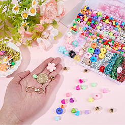 DIYジュエリーキット  アクリルビーズ入り  亜鉛合金回転式ナスカン  プラスチック製のロブスタークロウ留め具とポリエステルとスパンデックスのコードロープ  ミックスカラー  41.5x16x5.5mm  穴：8x11mm&nbsp;DIY-BM0002-62